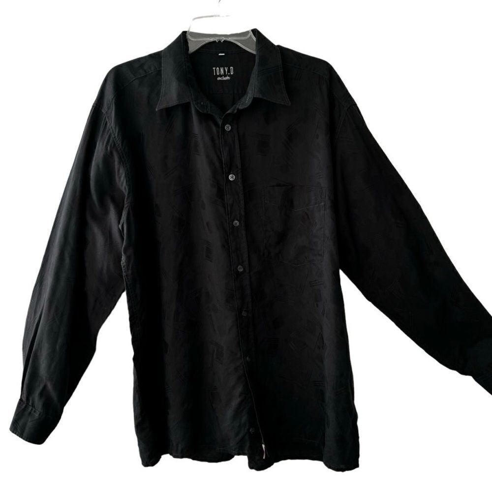 Tony D. Exclusiv Black Dress Shirt Long Sleeve SZ 17